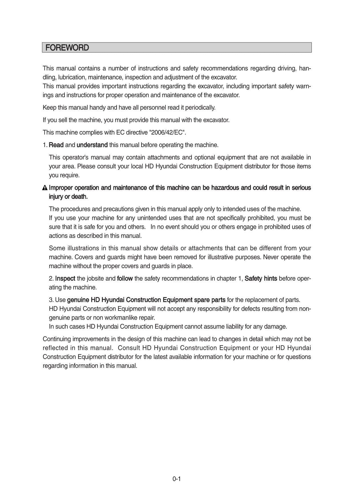 Hyundai HW210A WHEELED EXCAVATOR Operators Maintenance Manual