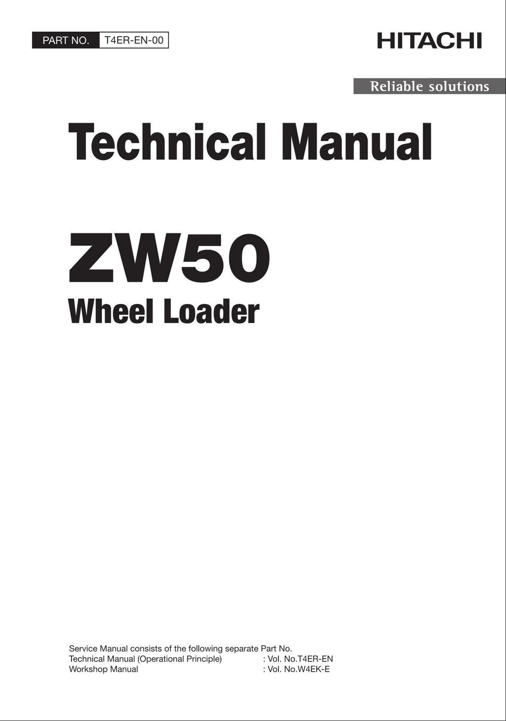 Hitachi ZW50 Wheel Loader Technical Manual