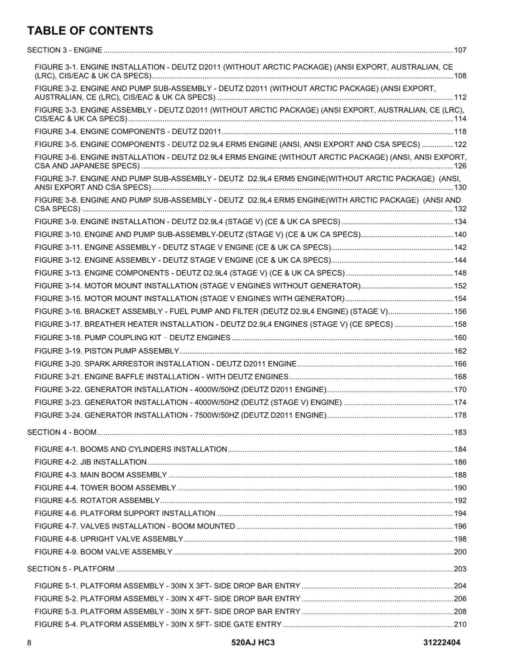 Manual del catálogo de piezas del elevador de pluma JLG 520AJ HC3