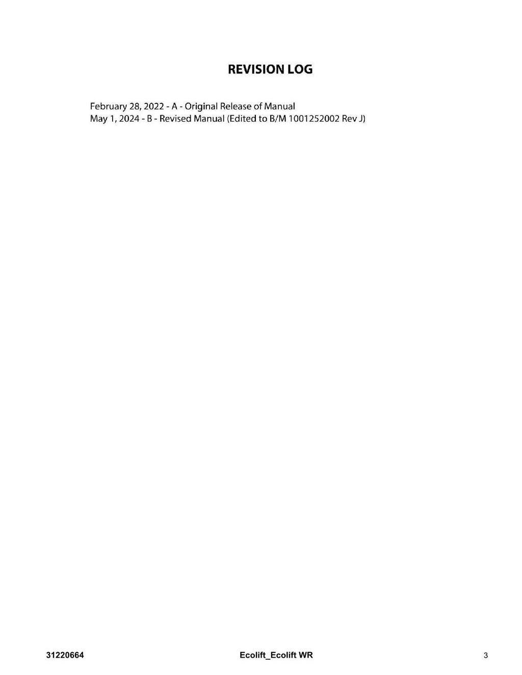JLG POWER TOWER ECOLIFT ECOLIFTWR Vertical Mast Parts Catalog Manual