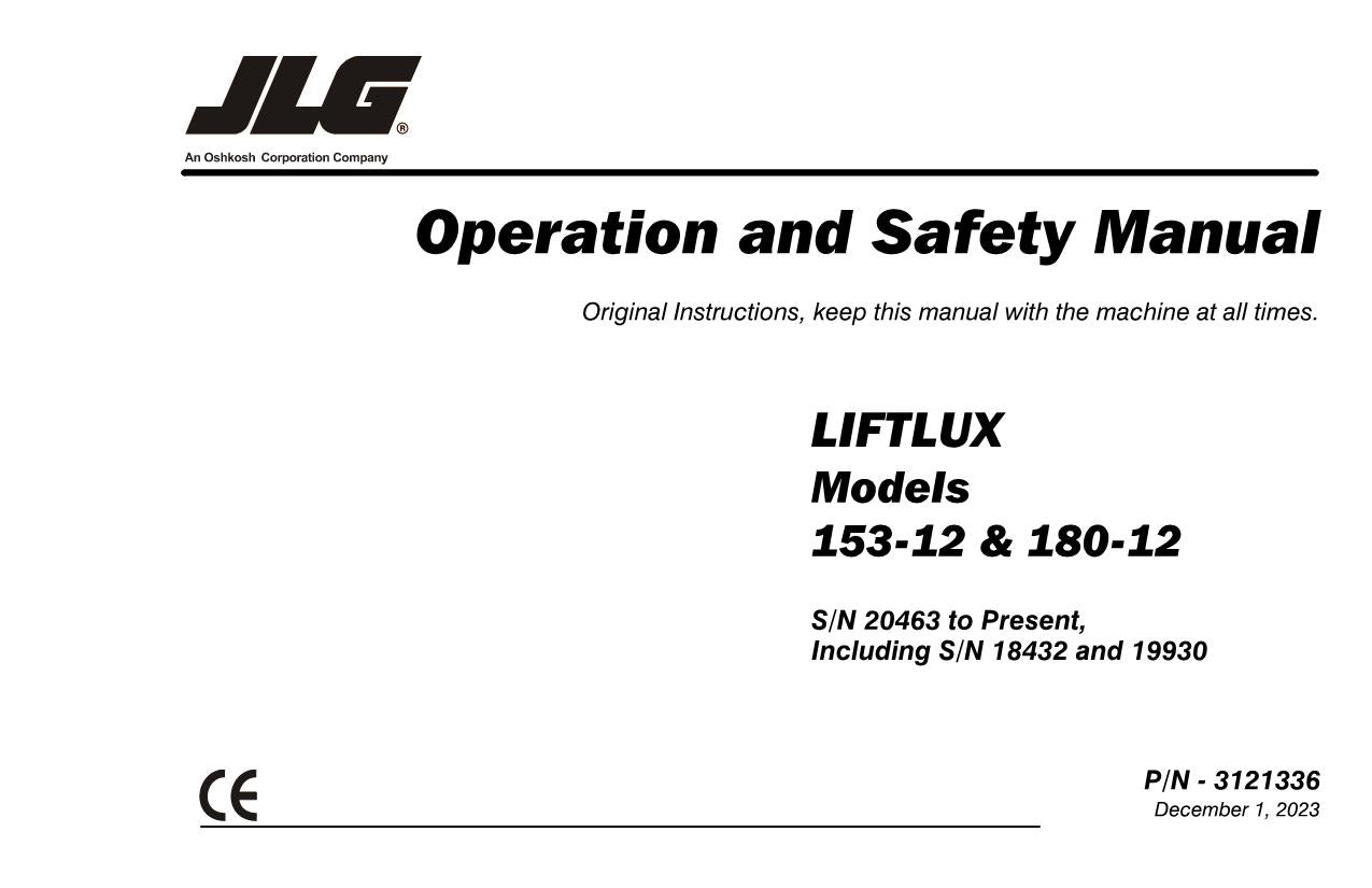 LIFTLUX 153-12 180-12 Scissor Lift Maintenance Operators Manual 3121336