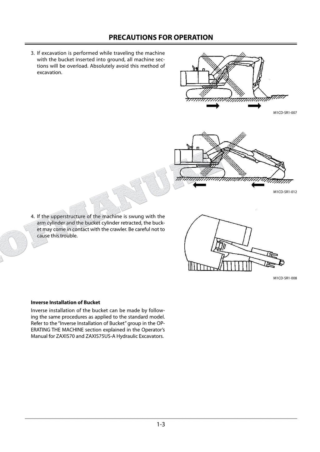 Catálogo de piezas de excavadora HITACHI ZX70 ZX75US-A con accesorio frontal de alcance corto