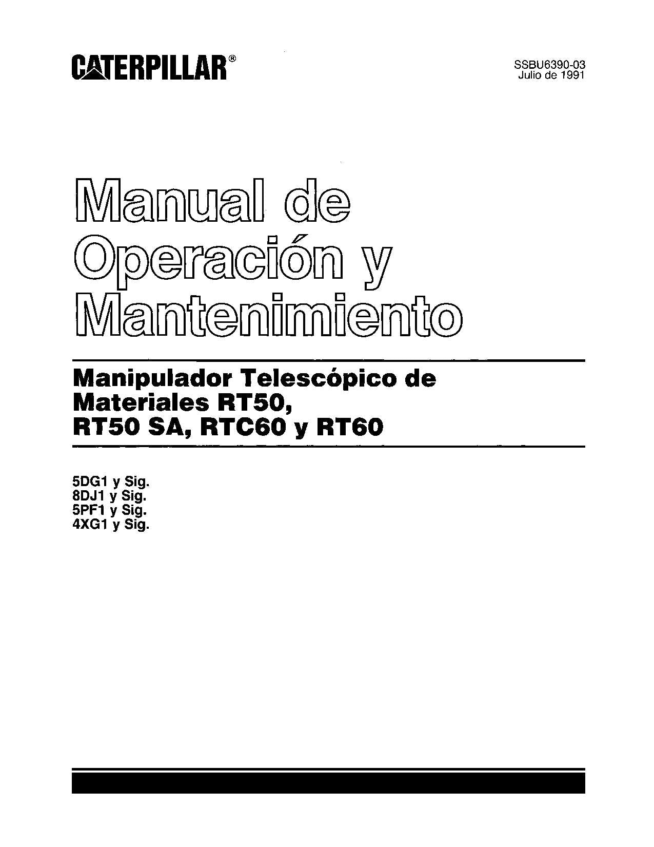 Caterpillar RT50 RT50 SA Manipulador de materiales Manual de Operación Español