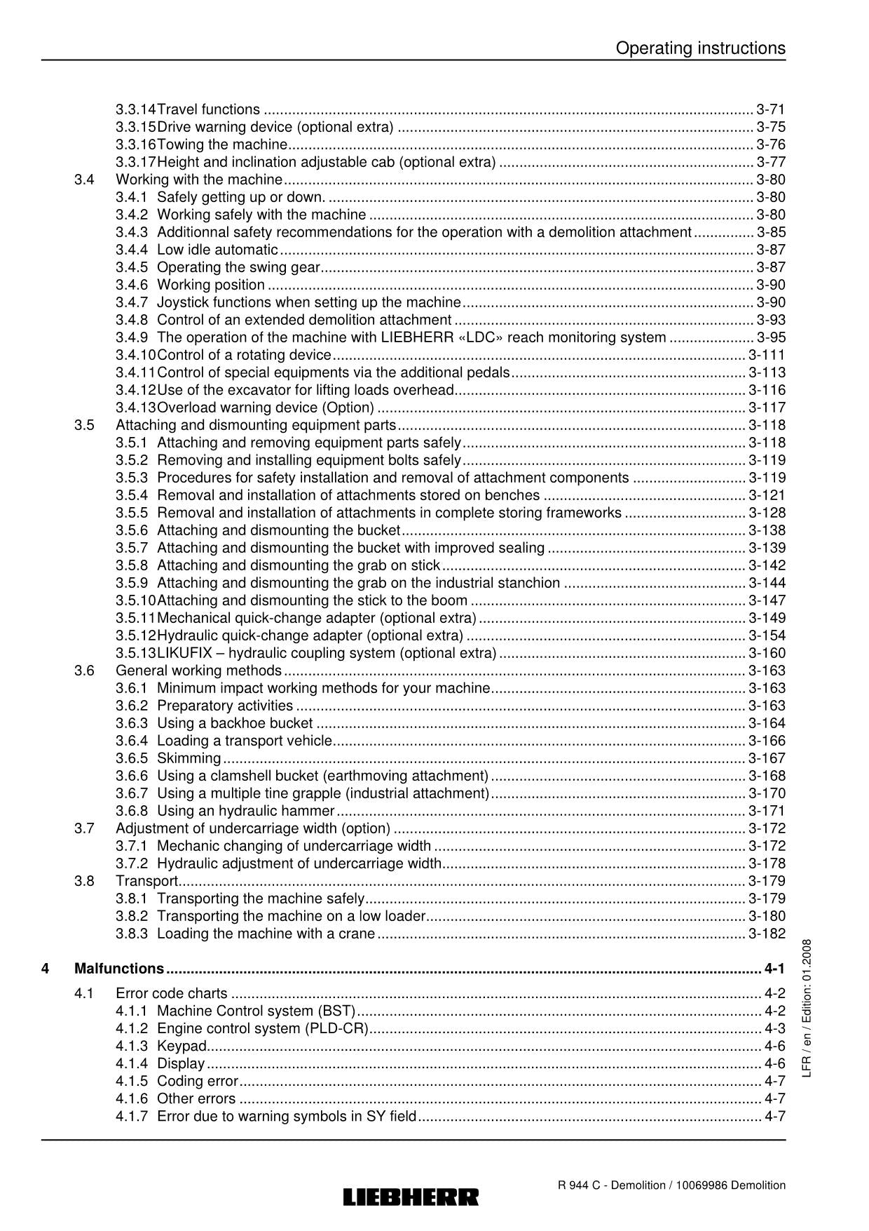 Liebherr R944 C Demolition Excavator Operators manual serial 17429