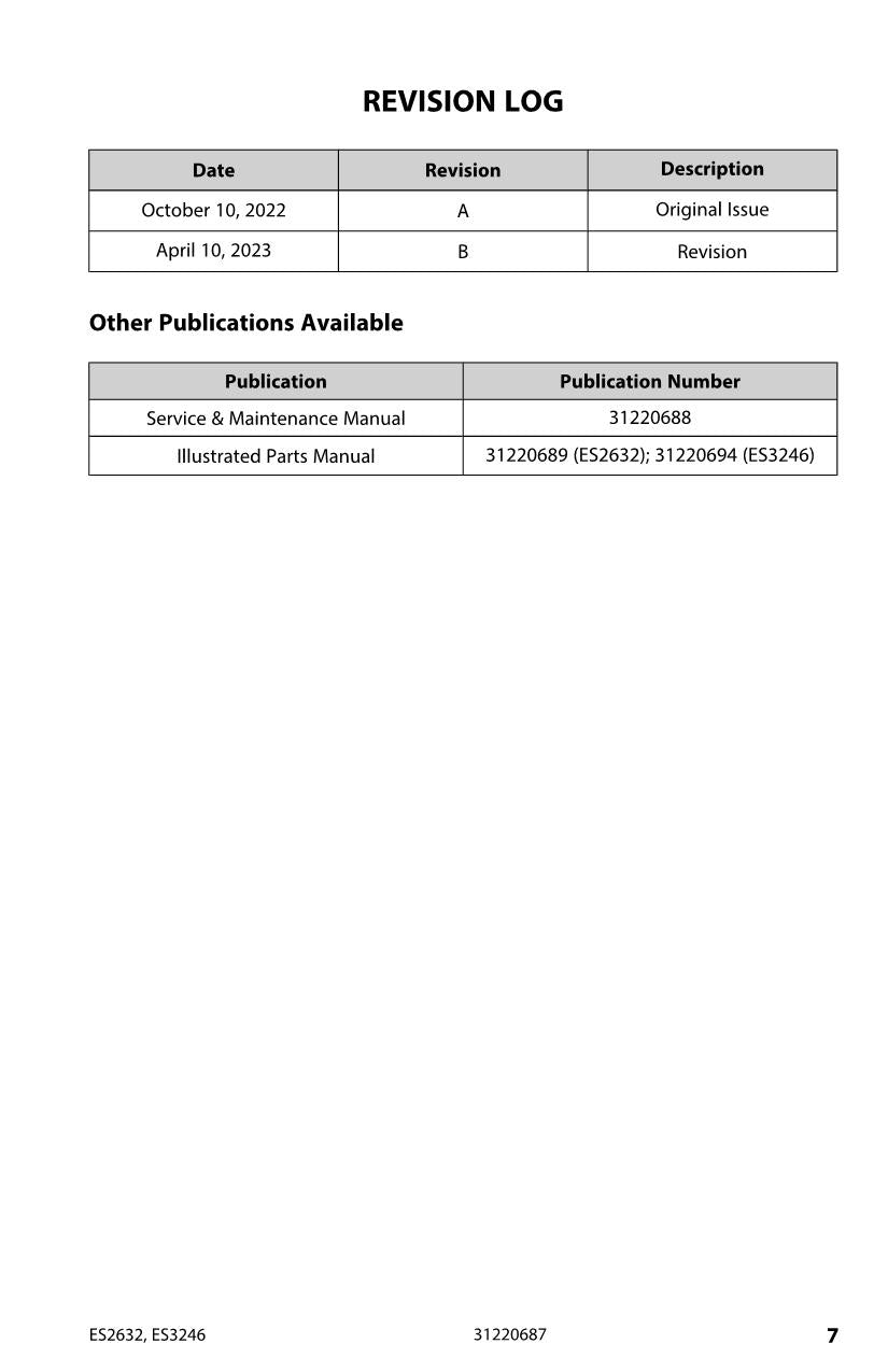 Manual del operador de mantenimiento y operación de elevadores de tijera JLG ES2632 ES3246 31220687