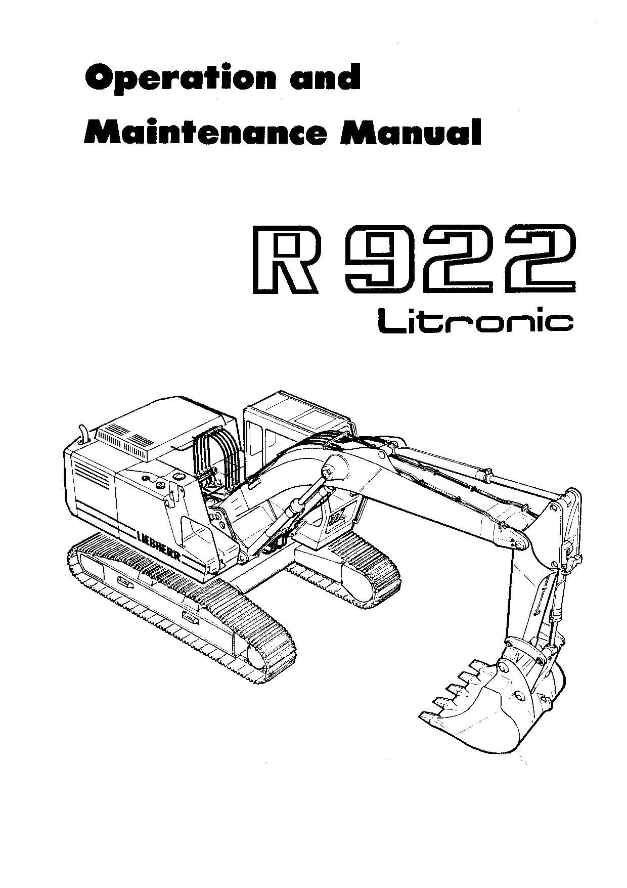 Liebherr R922 Litronic Excavator Operators manual serial 101