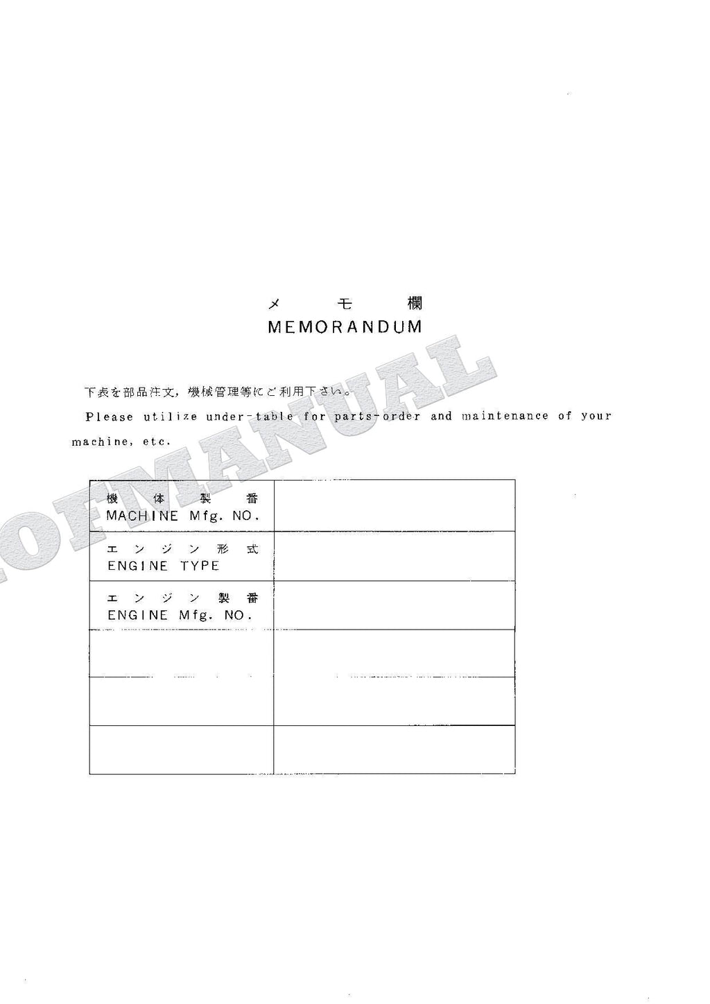 HITACHI EX120-3C Excavator Parts Catalog Manual SN 01001-