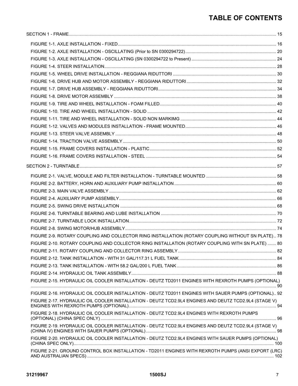 JLG 1500SJ Boom Lift Parts Catalog Manual 31219967