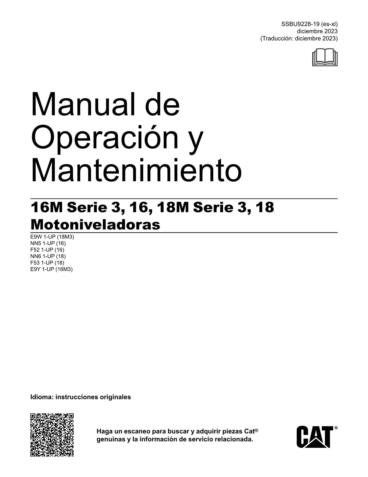 Caterpillar 16M Serie 3 16 18M Serie 3 18 Motoniveladora Manual de Operación