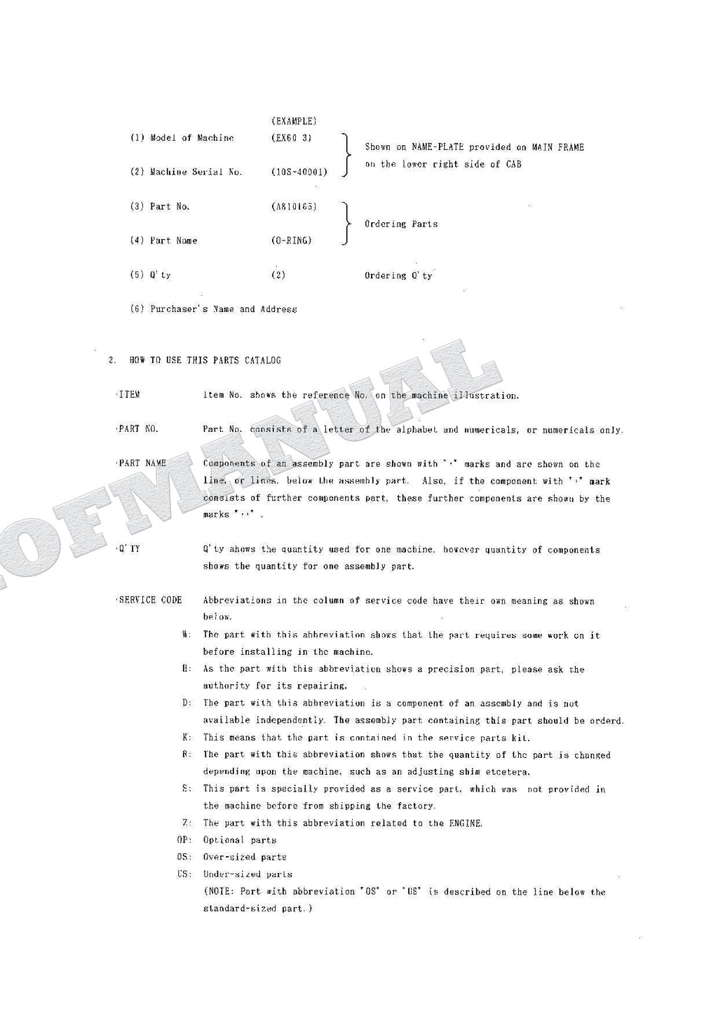 HITACHI EX60-3 EX60LC-3 Excavator Parts Catalog Manual SN 40001-