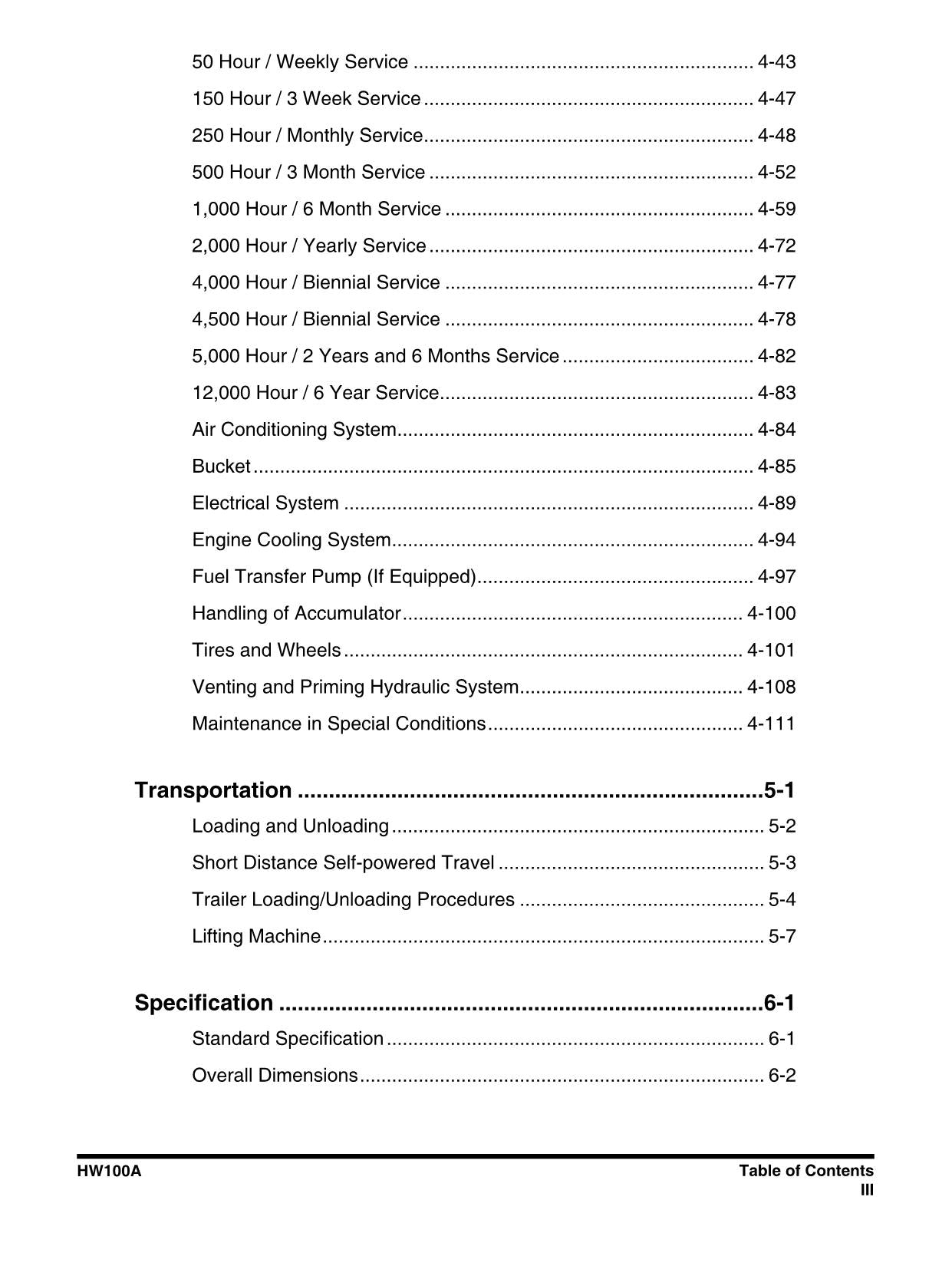 Hyundai HW100A WHEELED EXCAVATOR Operators Maintenance Manual