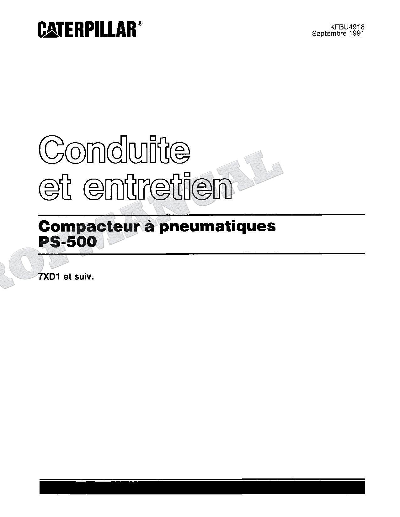 Caterpillar Ps 500 Compacteur Manuel D'Opération Et D'Entretien Français