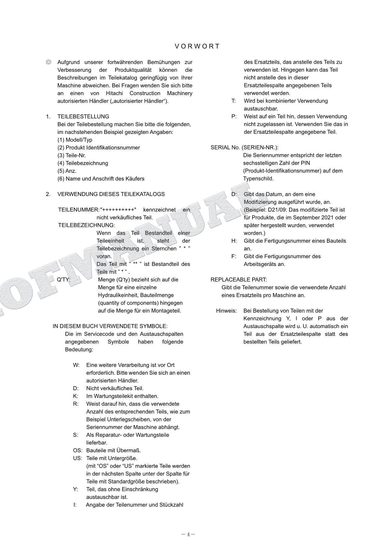 HITACHI ZX140W-3 145W-3 Series ISUZU 4JJ1-XYSA02 Engine Parts Catalog Manual