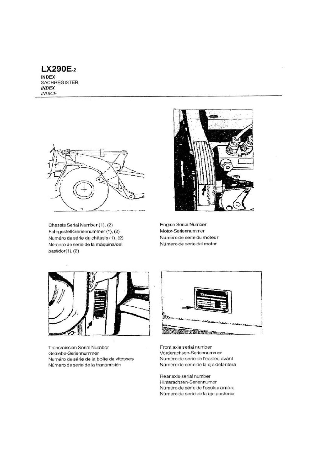 Hitachi LX290E-2 Wheel Loader Parts Catalog Manual SN 382F1600-up
