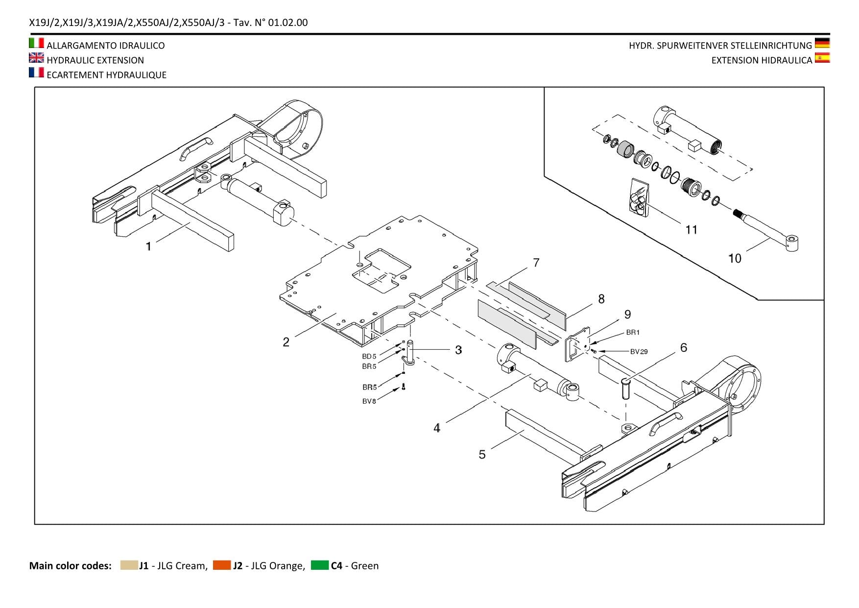 Manual del catálogo de piezas de la pluma sobre orugas compacta JLG GEN 2 y 3 X19J GEN 2 X19JA
