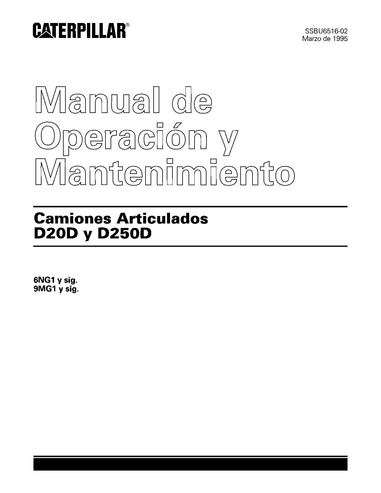 Caterpillar D20D D250D Camión articulado Manual de Operación y Mantenimiento
