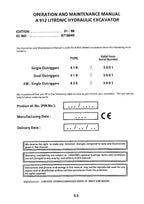 Liebherr A912 Litronic Excavator Operators manual serial 5001
