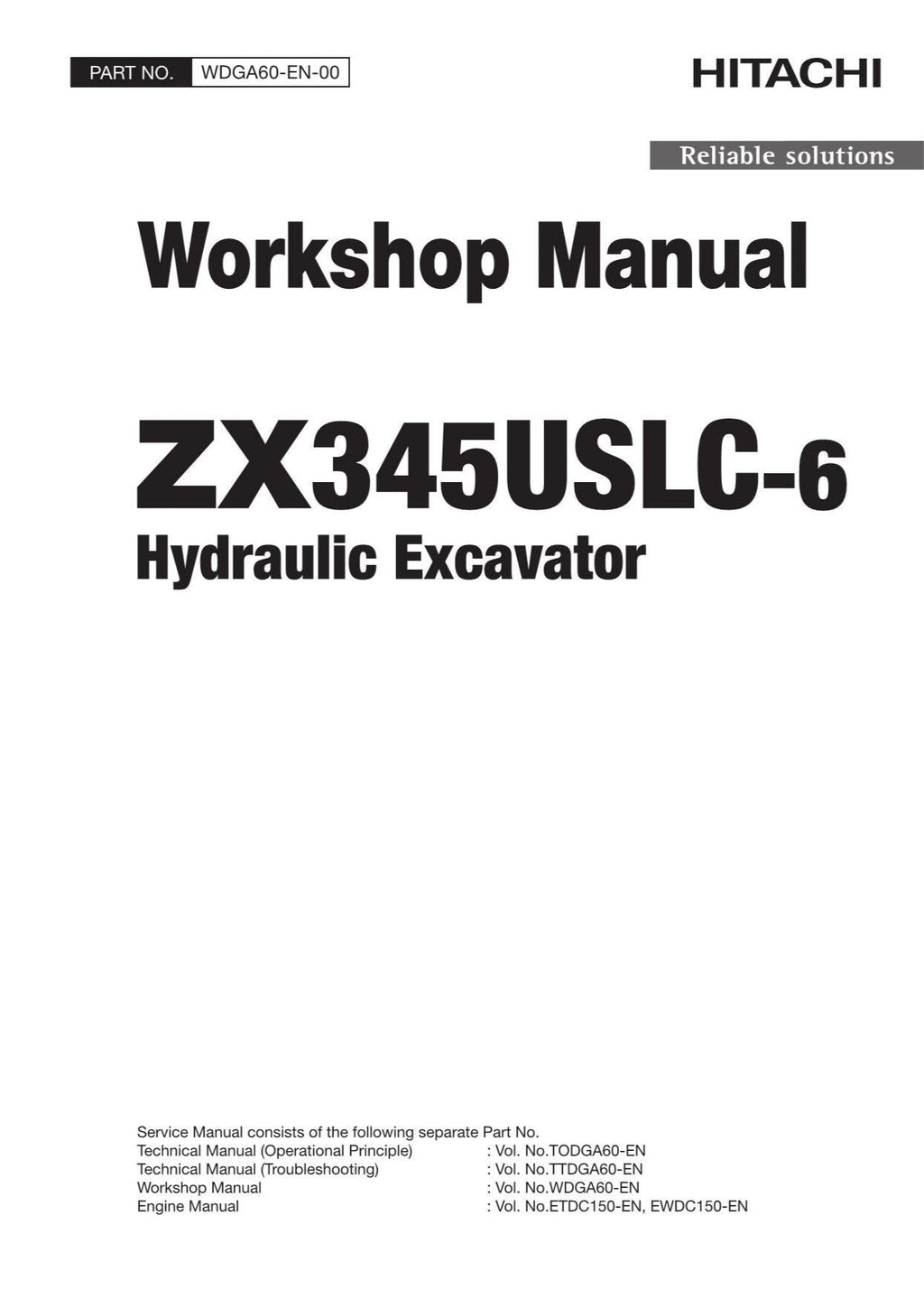 Hitachi ZX345USLC-6 Excavator Workshop Service Repair manual