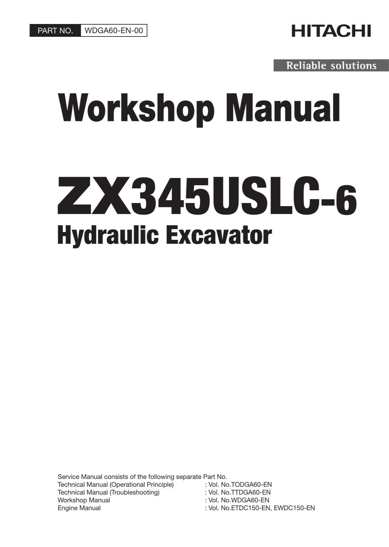 Manual de servicio y reparación de la excavadora Hitachi ZX345USLC-6