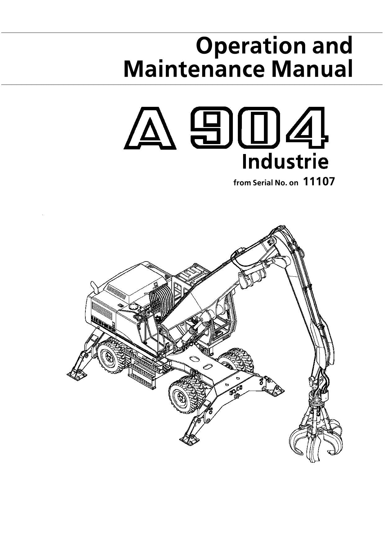 Liebherr A904 Industrie Excavator Operators manual