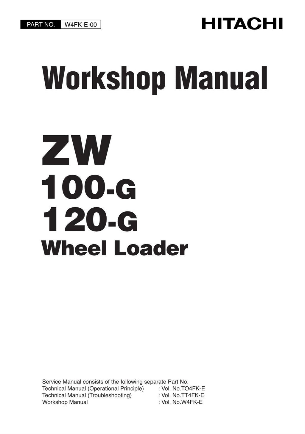 Hitachi ZW100-G ZW120-G Wheel Loader Workshop Manual