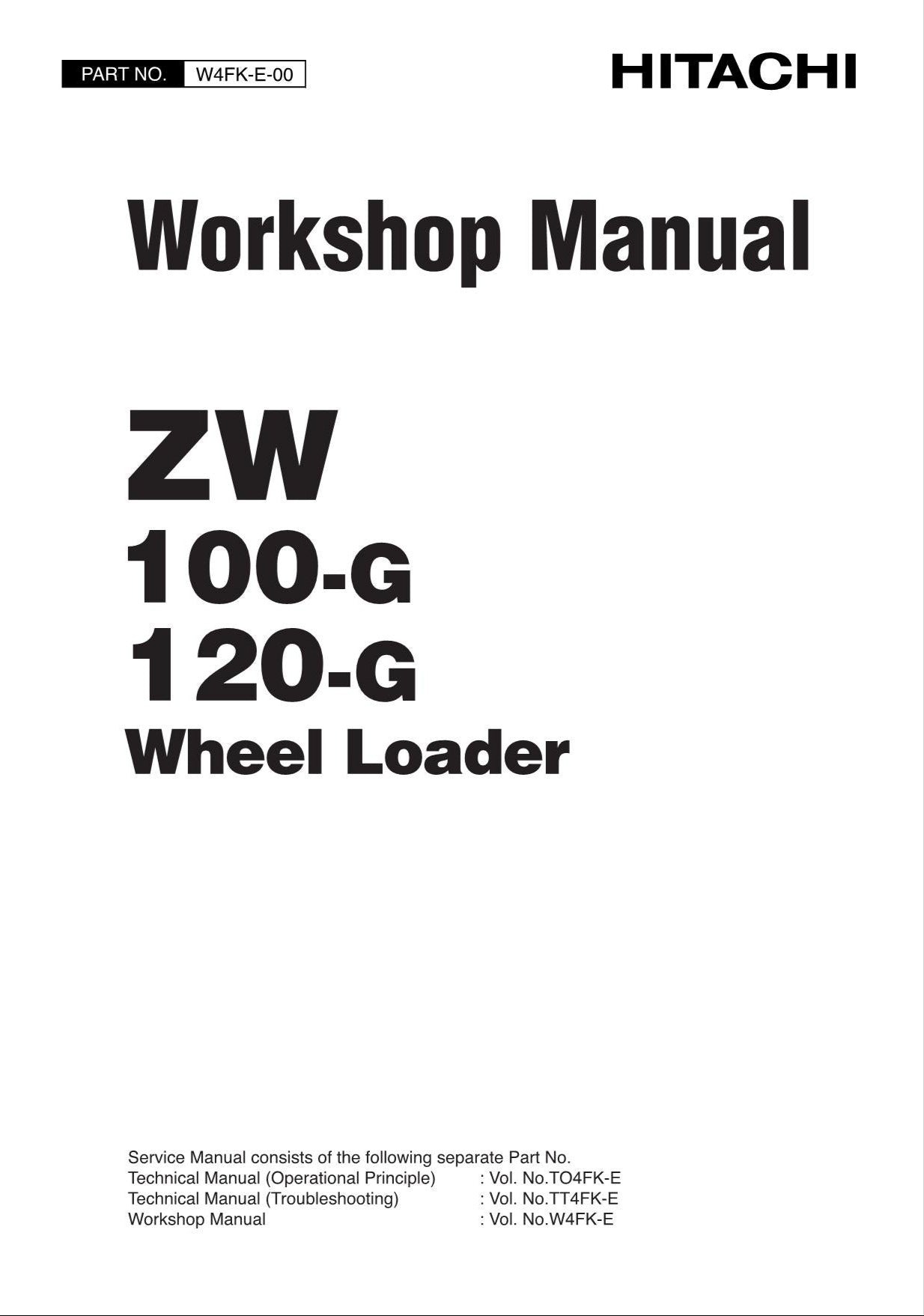Hitachi ZW100-G ZW120-G Wheel Loader Workshop Manual