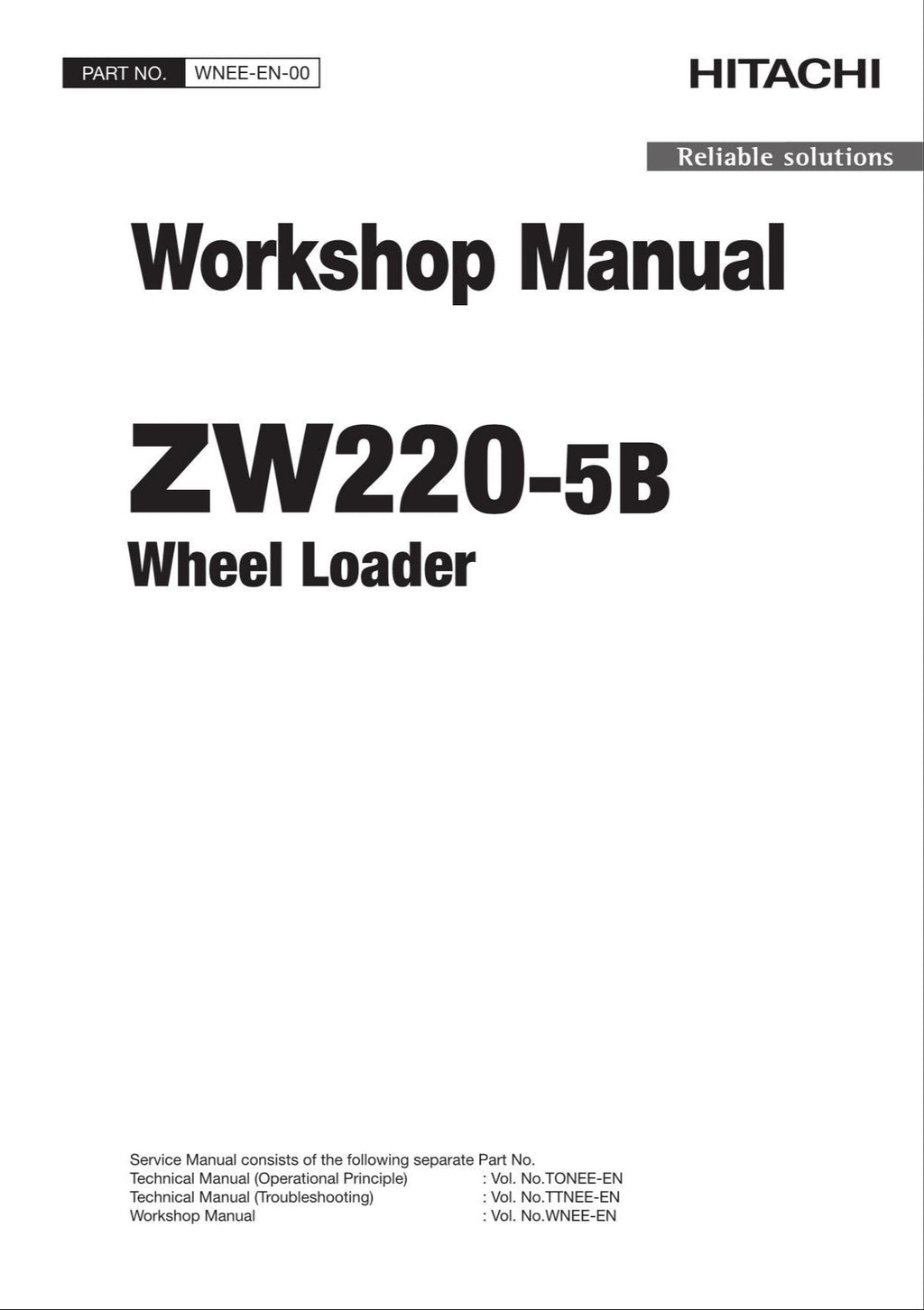 Hitachi ZW220-5B Wheel Loader Workshop Manual