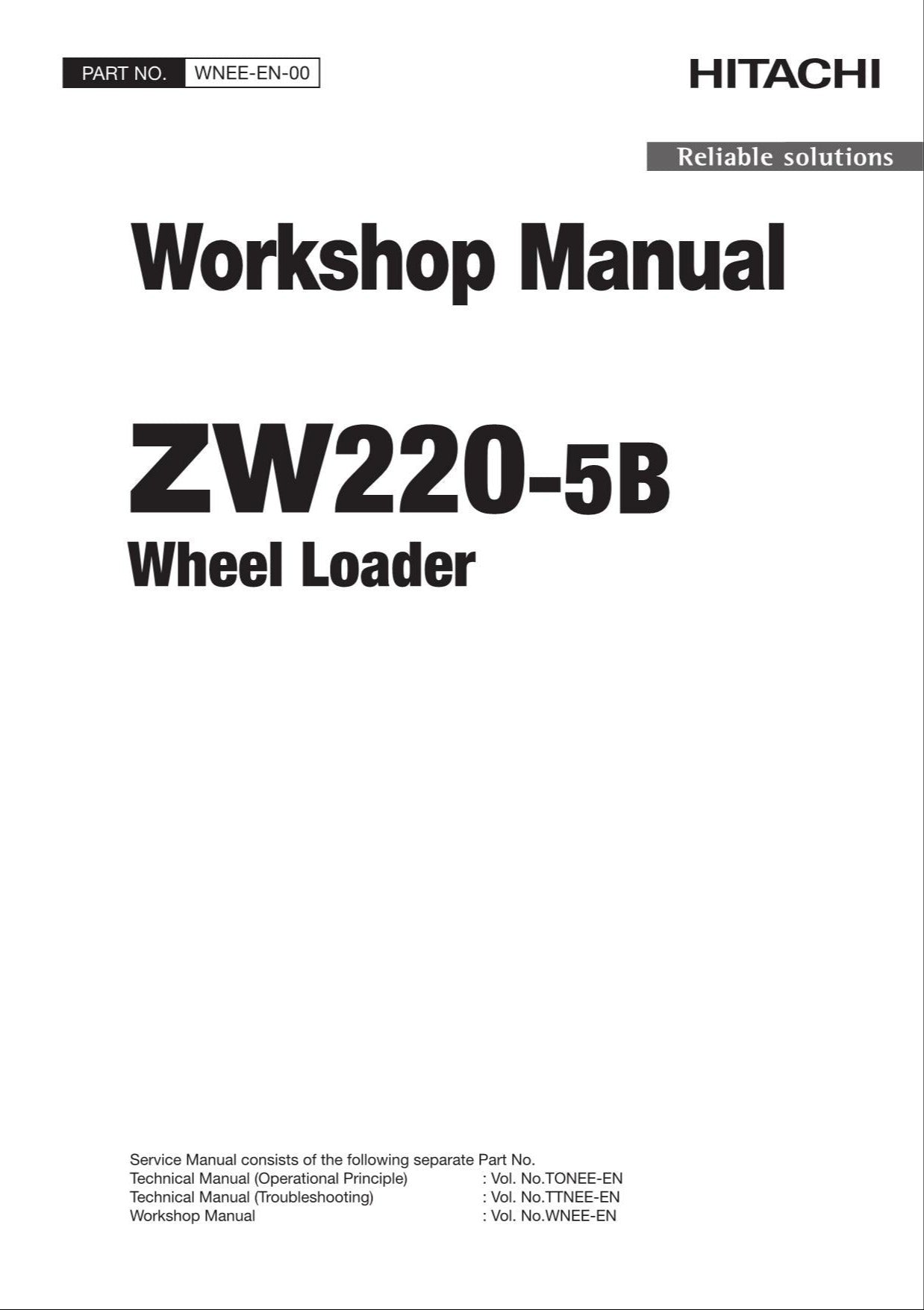 Hitachi ZW220-5B Wheel Loader Workshop Manual