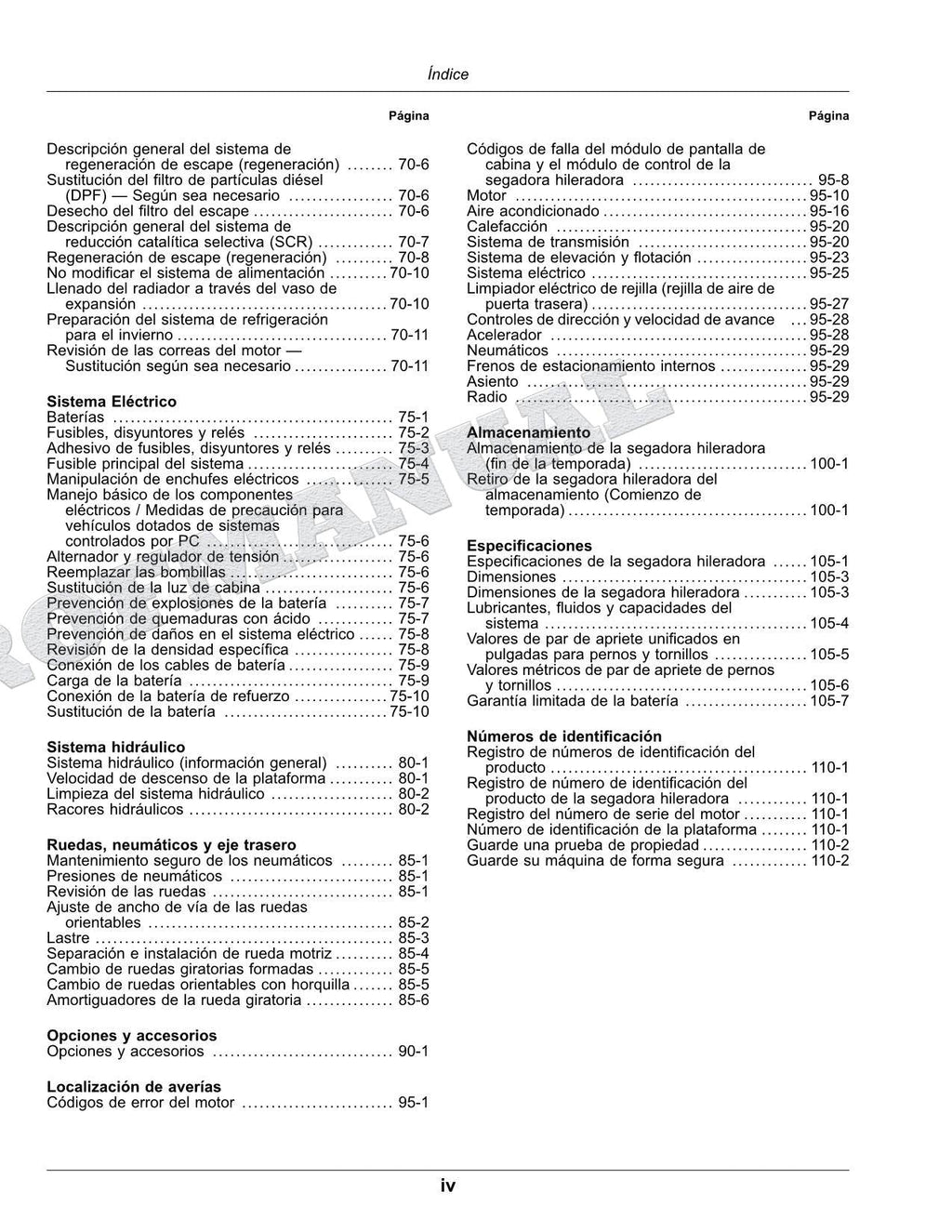 John Deere W155 hileradora Manual del Operador Español