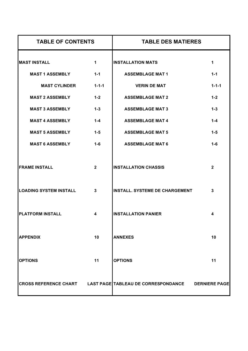 TOUCAN P21 Vertical Lift Parts Catalog Manual 21034 21035 21038 Multi language