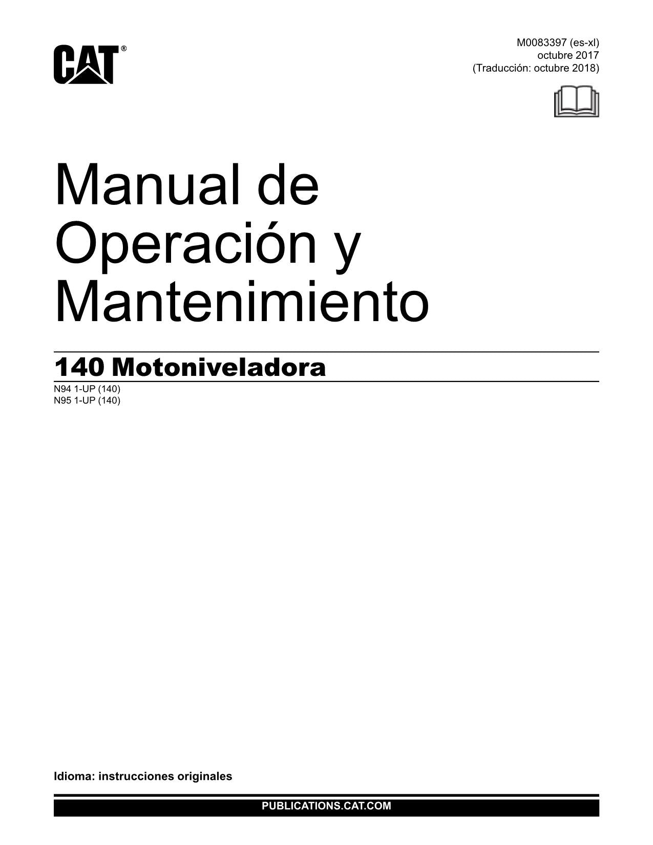 Caterpillar 140 Motoniveladora Manual de Operación y Mantenimiento Español