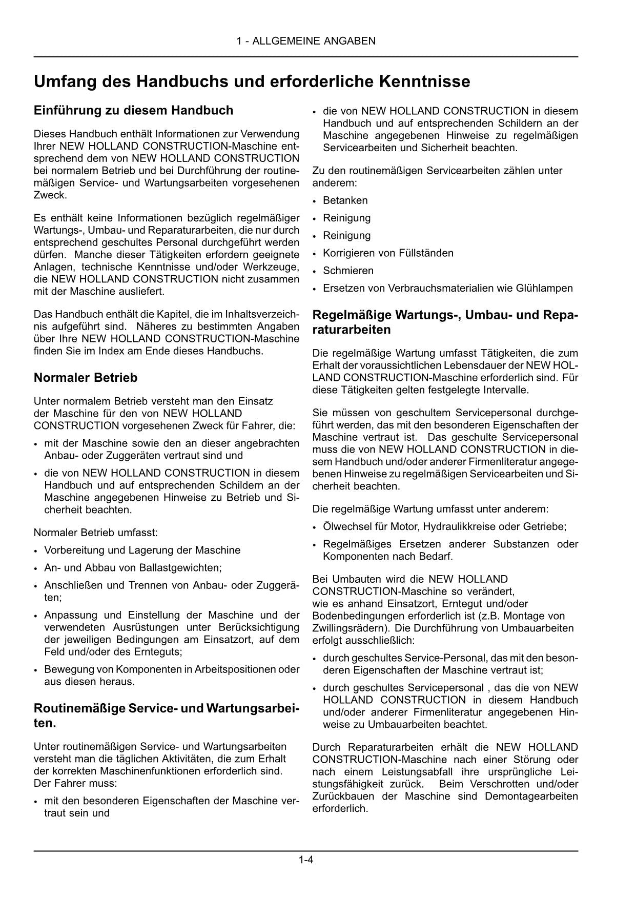 New Holland E18C Bagger Betriebsanleitung