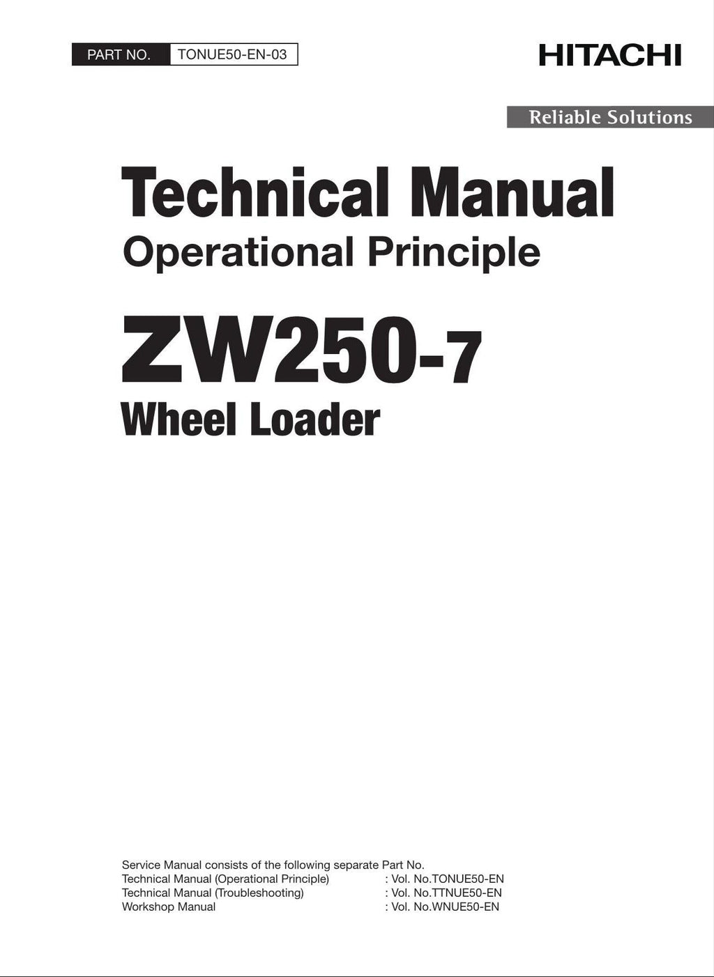 Hitachi ZW250-7 Wheel Loader Technical Manual Operational Principle