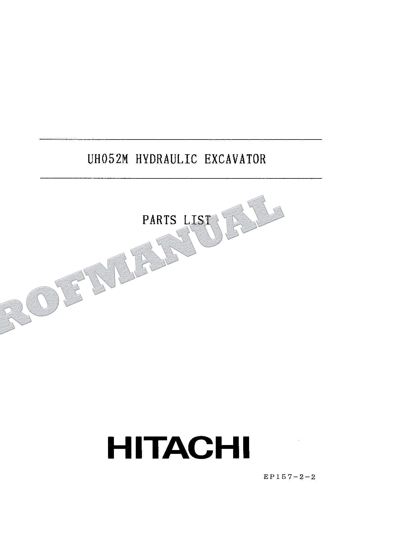 HITACHI UH052M Excavator Parts Catalog Manual