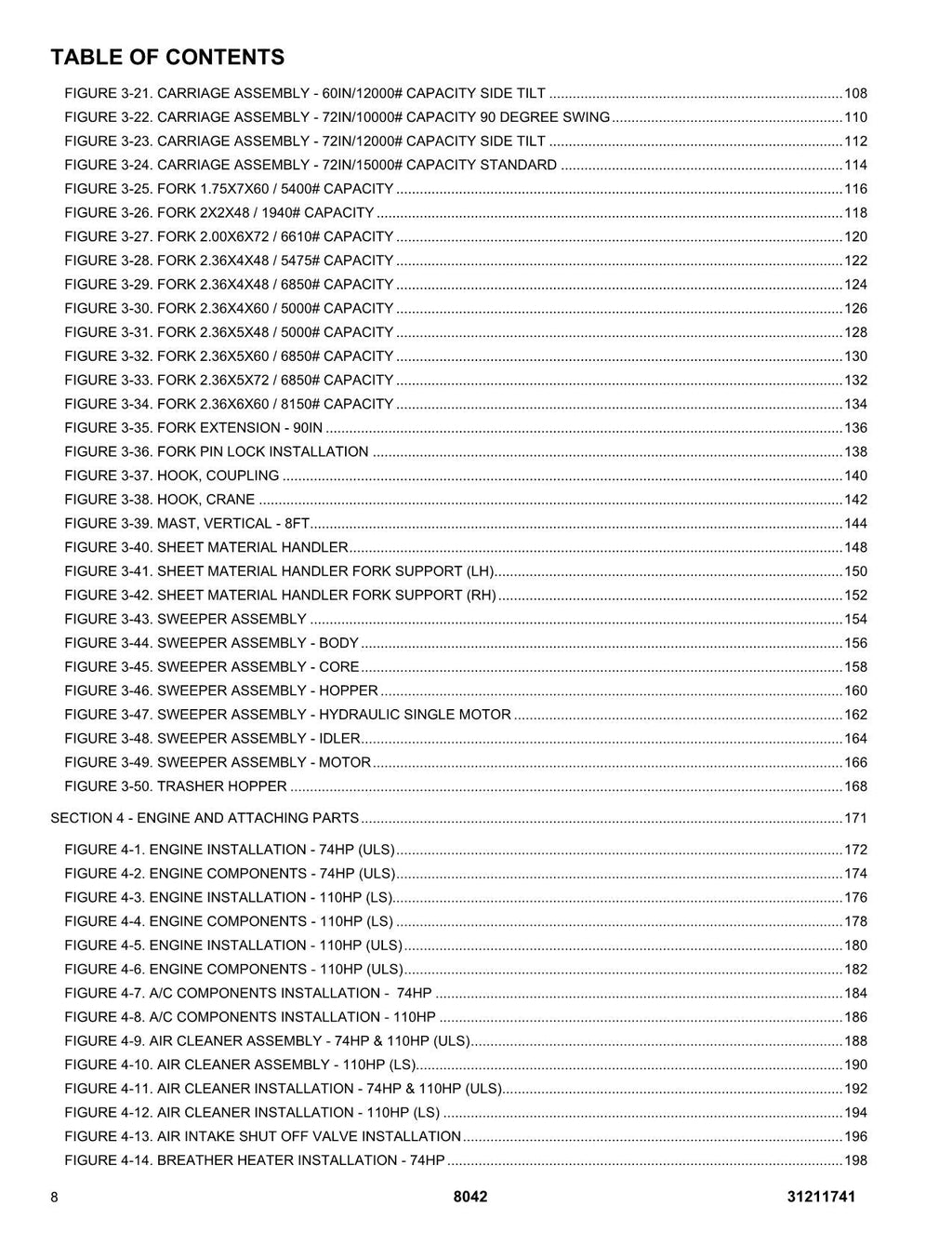SKYTRAK 8042 Telehandler Parts Catalog Manual 31211741