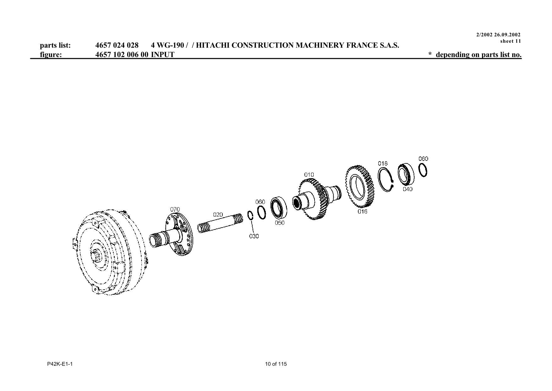 Hitachi LX210E LX210E-2 Wheel Loader Parts Catalog Manual