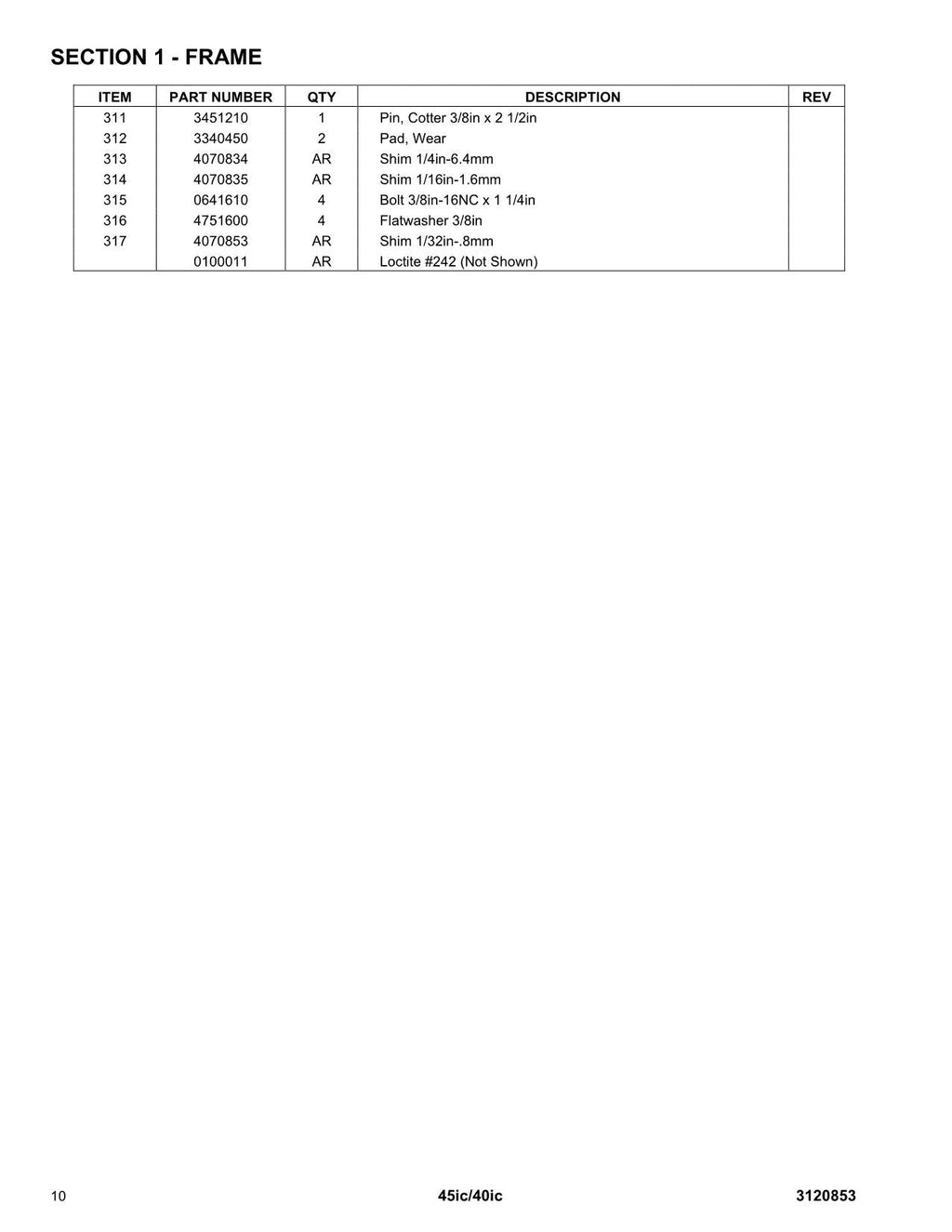 JLG 40ic 45ic Boom Lift Parts Catalog Hard Copy Manual