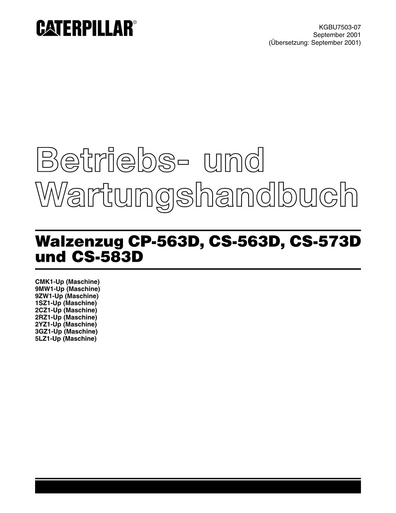 Caterpillar CP 563D CS 563D CS 573D CS 583D Kompaktoren Betriebsanleitung