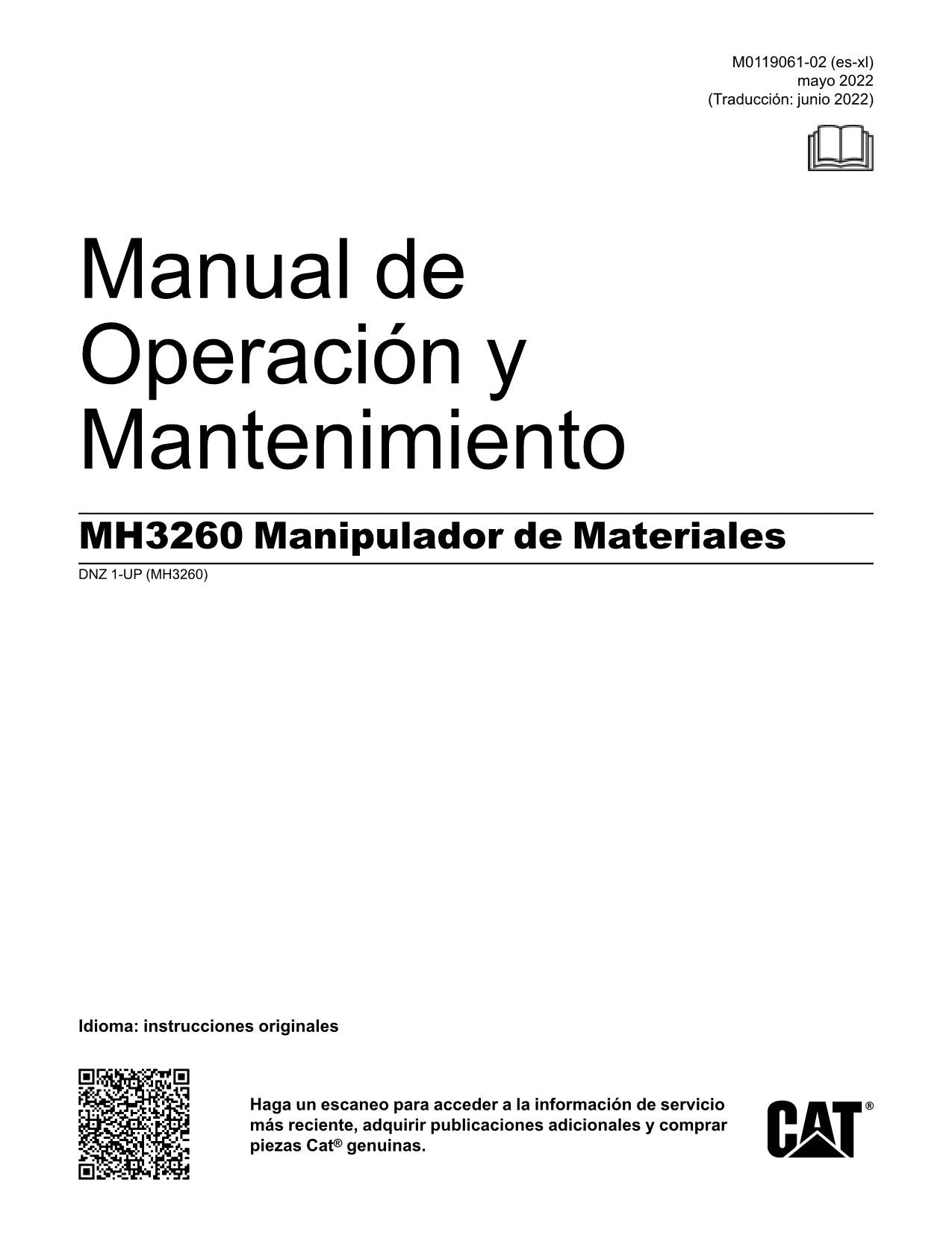 Caterpillar MH3260 Manipulador de materiales Manual de Operación y Mantenimiento