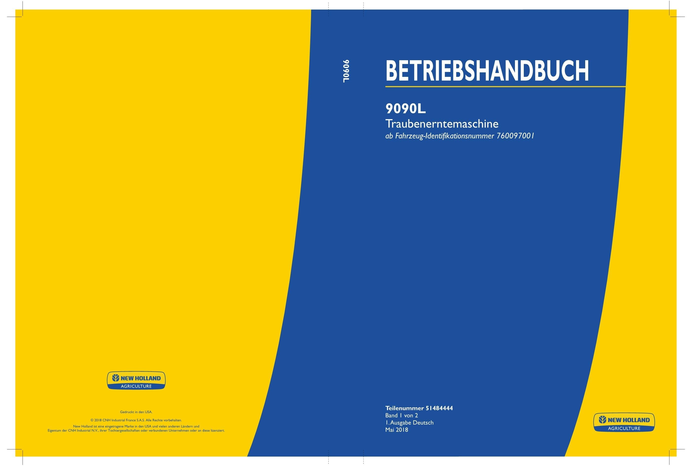 New Holland 9090L Traubenerntemaschine Betriebsanleitung