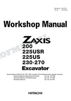 HITACHI ZX225US ZX230 ZX270 Excavator Repair Workshop Service manual