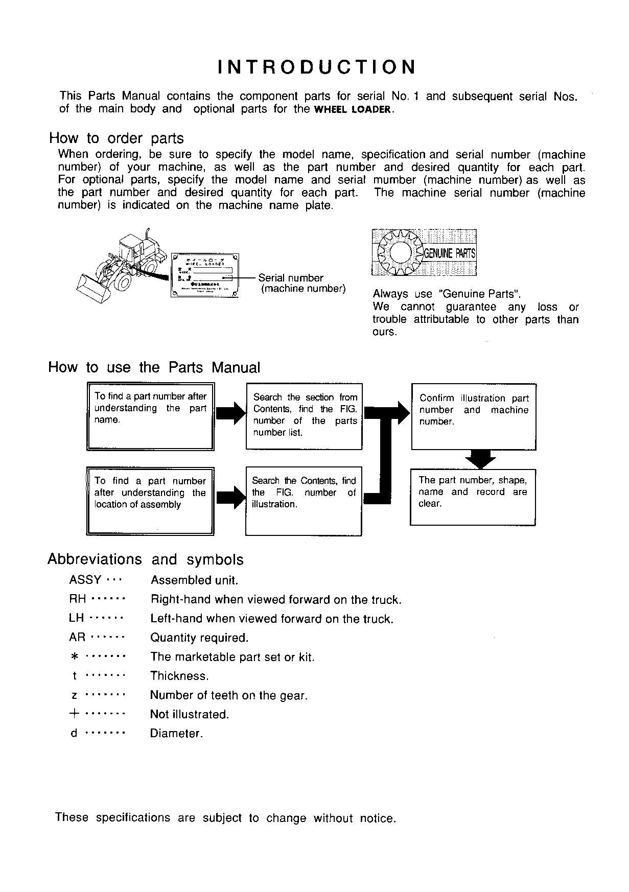 Hitachi LX110-7 Wheel Loader Parts Catalog Manual SN 01101