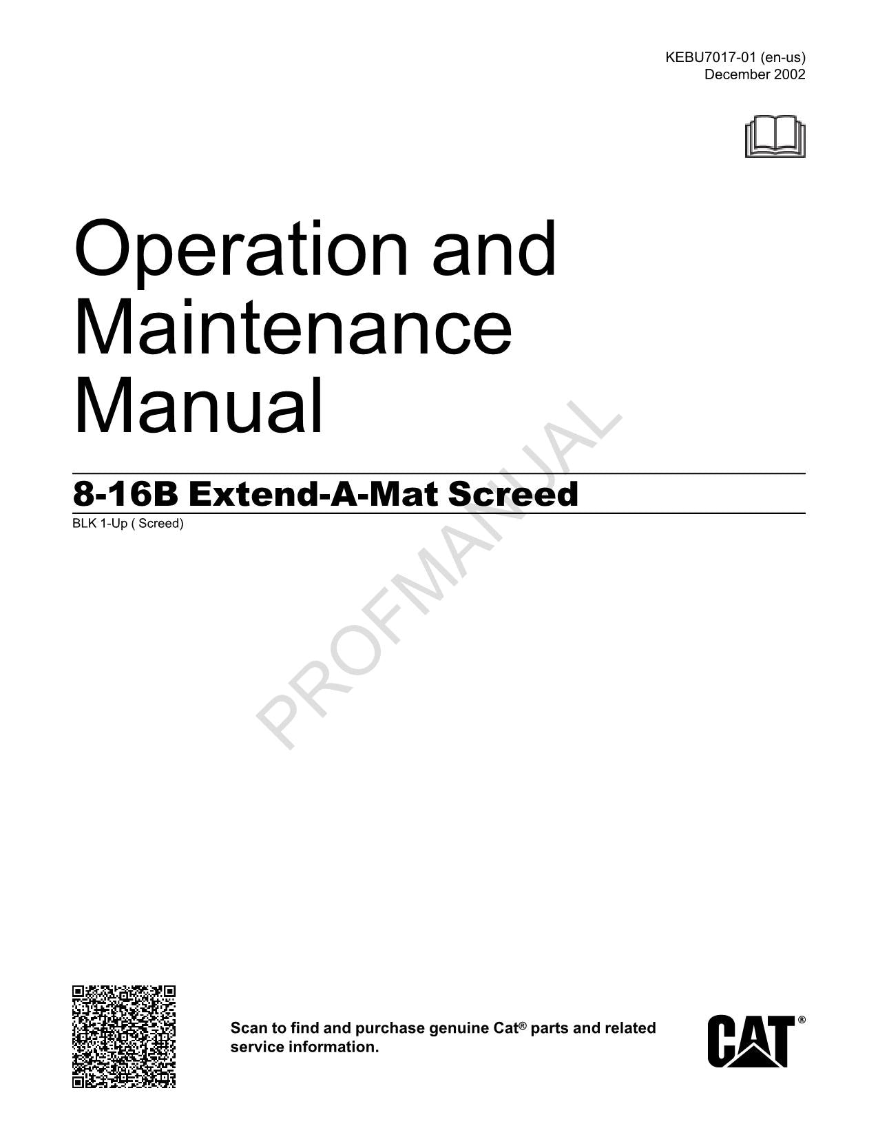Manual de mantenimiento del operador de la regla extensible Caterpillar 8 16B