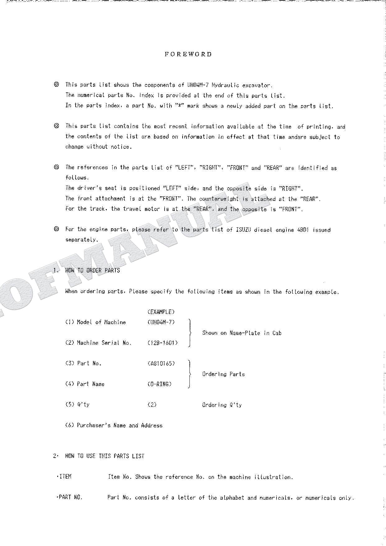 HITACHI UH04M-7 Excavator Parts Catalog Manual P12B-3-3