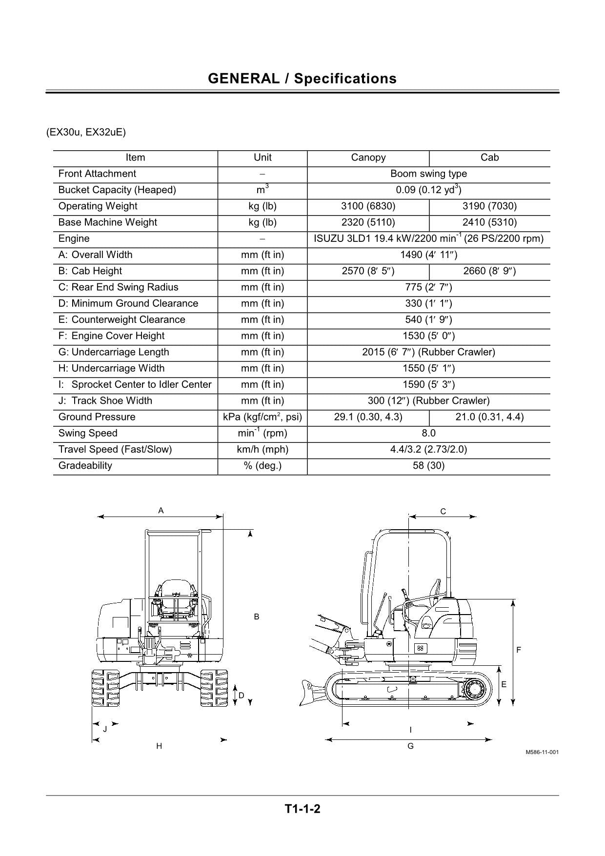 Hitachi EX29UE EX32UE EX36UE Operational Test Troublesh Scheme Service Manual