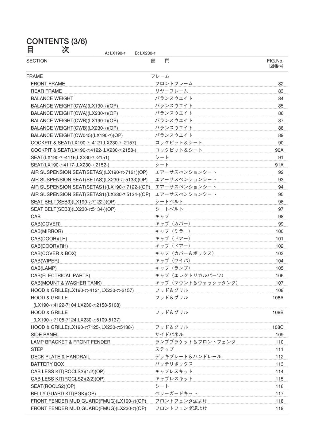 Hitachi LX190-7 LX230-7 Wheel Loader Parts Catalog Manual SN 004101-up 002101-up