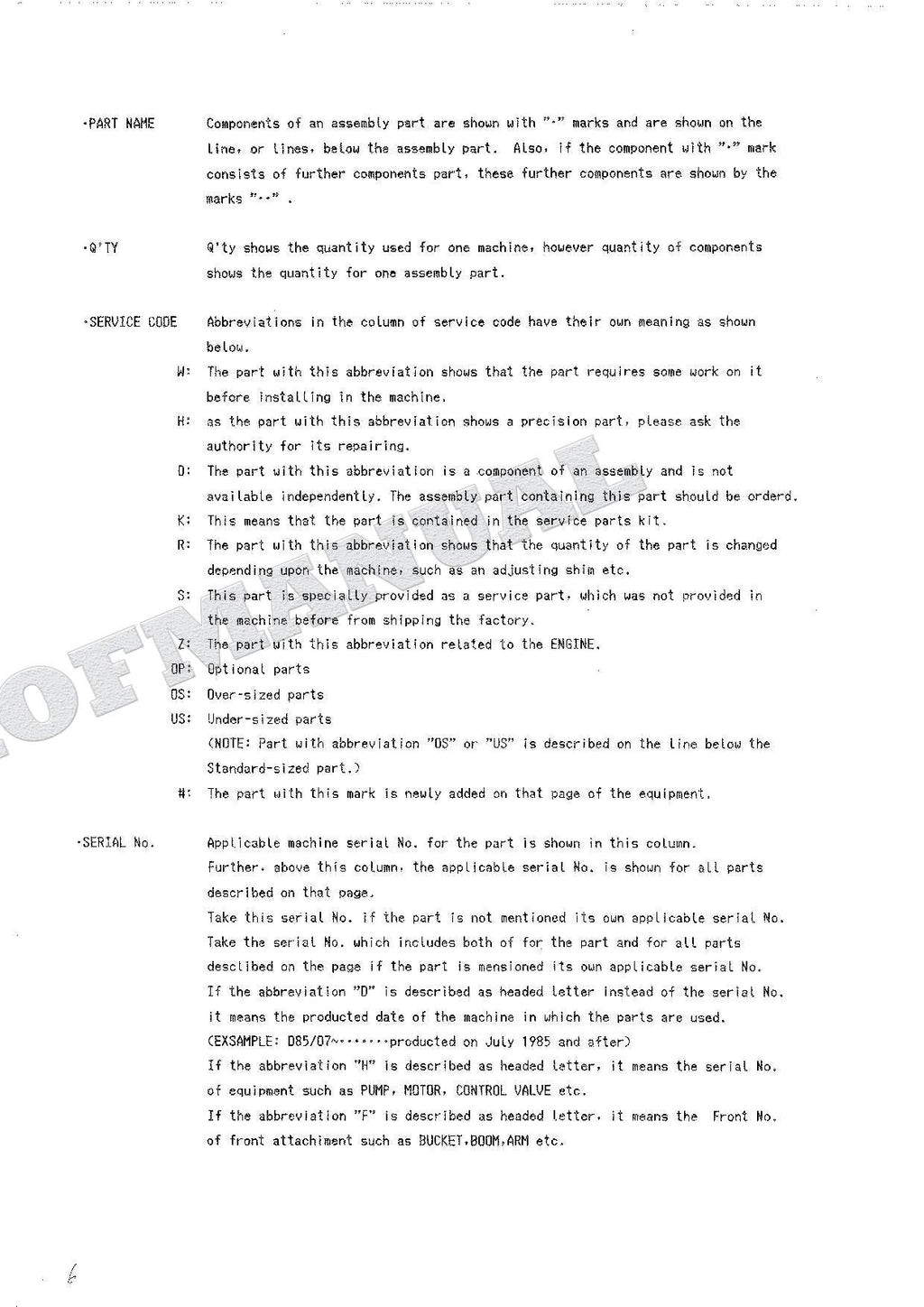 HITACHI WH04 Excavator Parts Catalog Manual SN 0001-