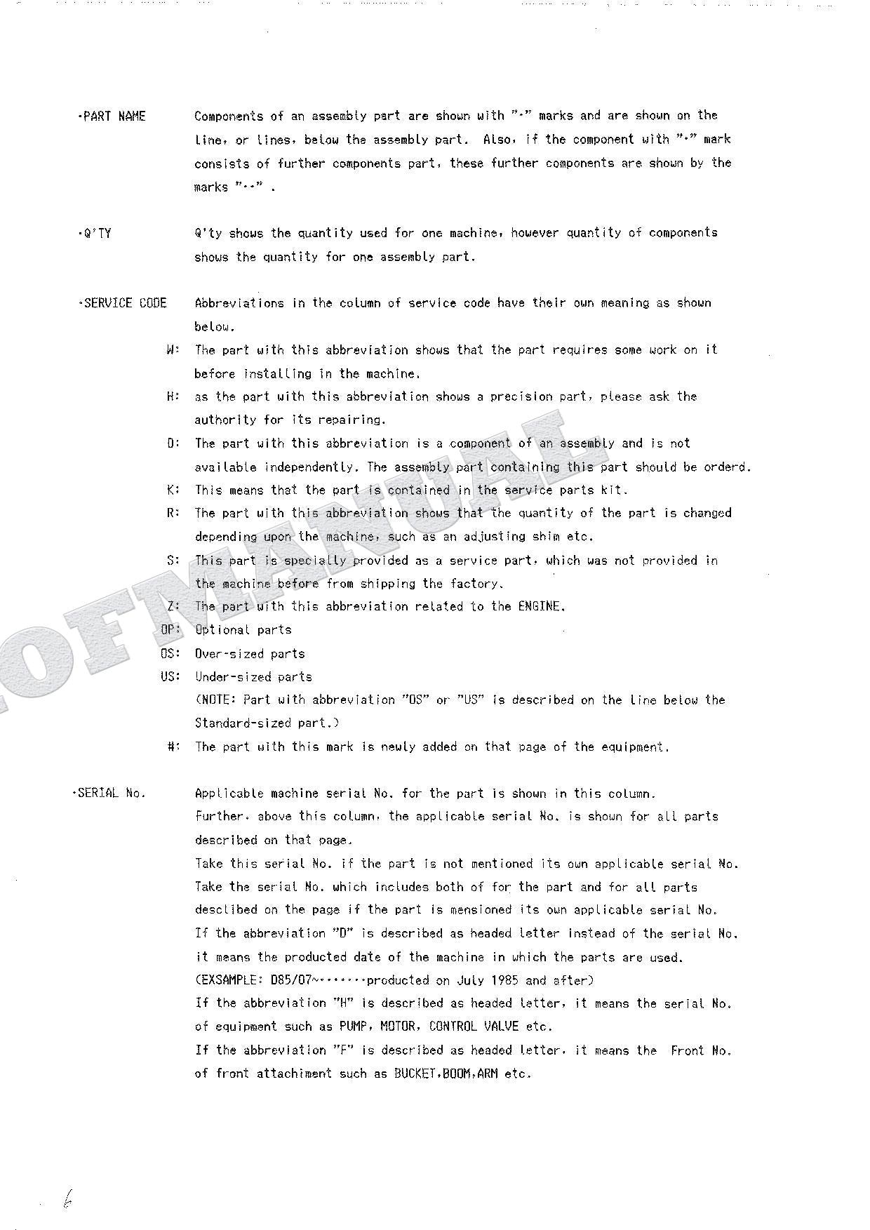 HITACHI WH04 Excavator Parts Catalog Manual SN 0001-