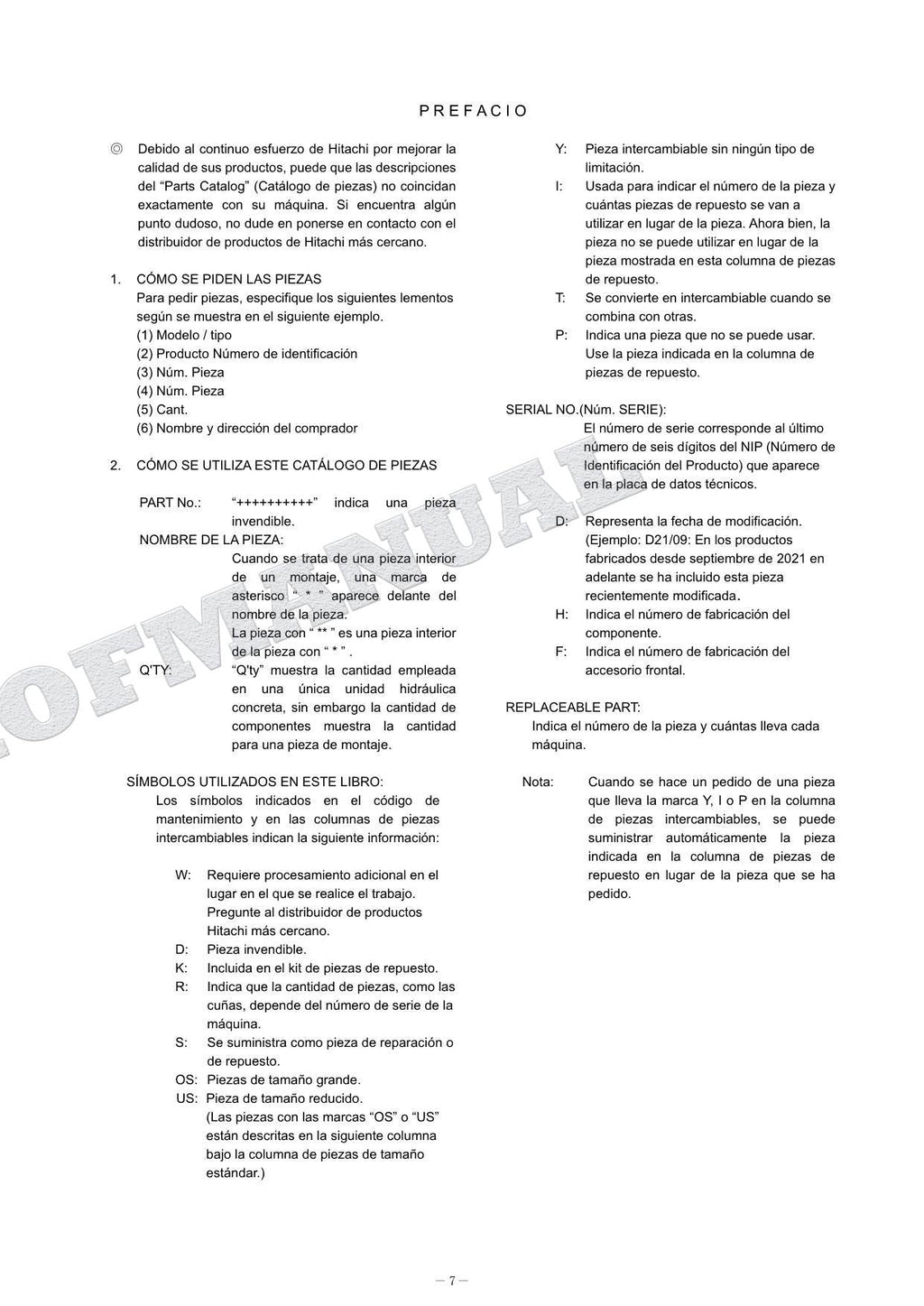 Catálogo de piezas de excavadora HITACHI ZX160LC-7 OCEANÍA Spec Equip Component Manual
