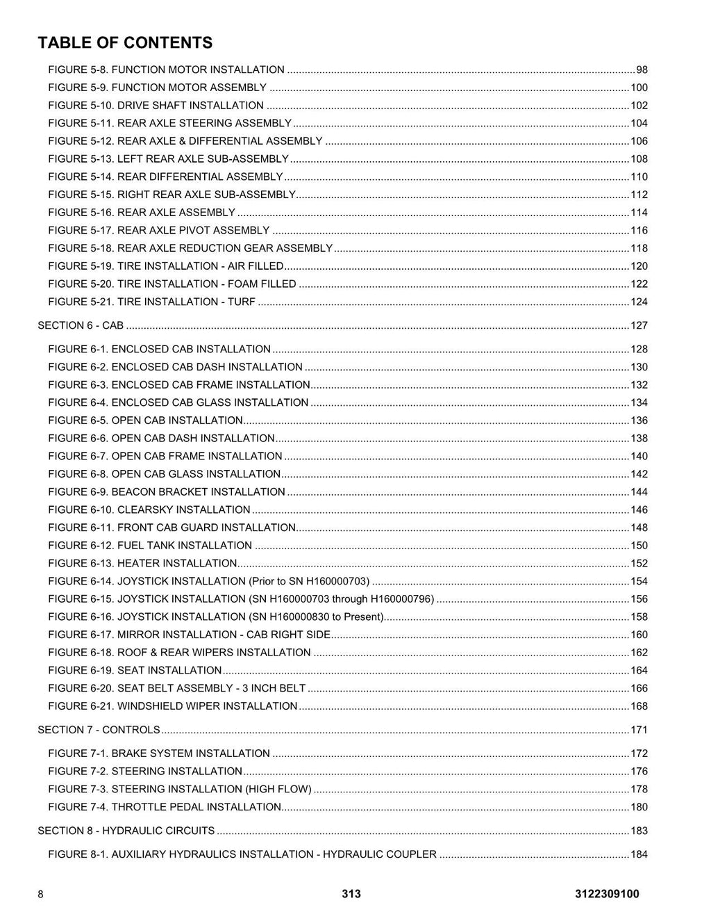 JLG 313 Telehandler Parts Catalog Manual
